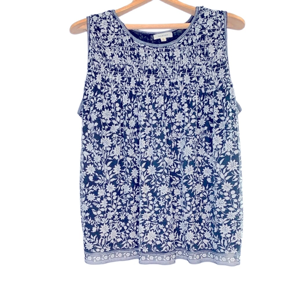 Max Studio Sleeveless Sheer Floral Black/White Top with Lining, in Size 1X